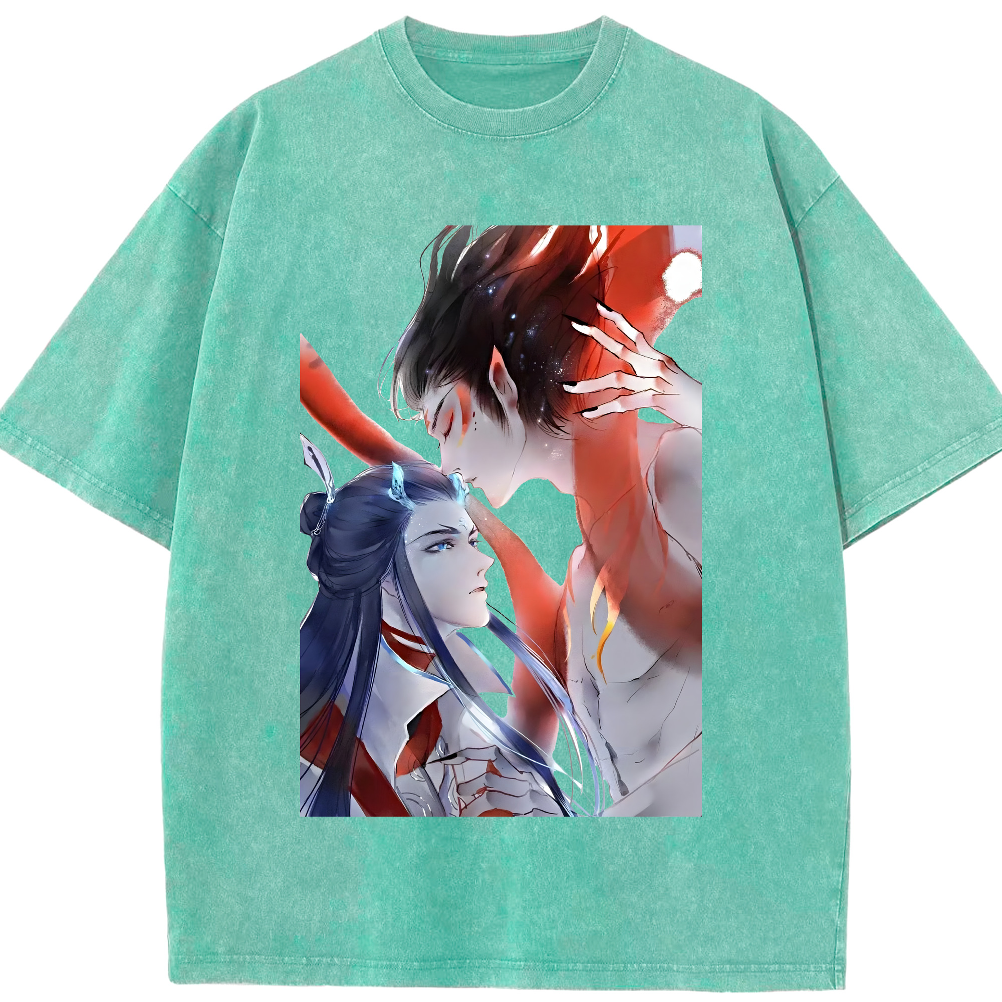 （画像用） Ne Zha 2 ナタ 魔童の大暴れ 綿100% ヴィンテージ風 半袖Tシャツ（フロントプリント）